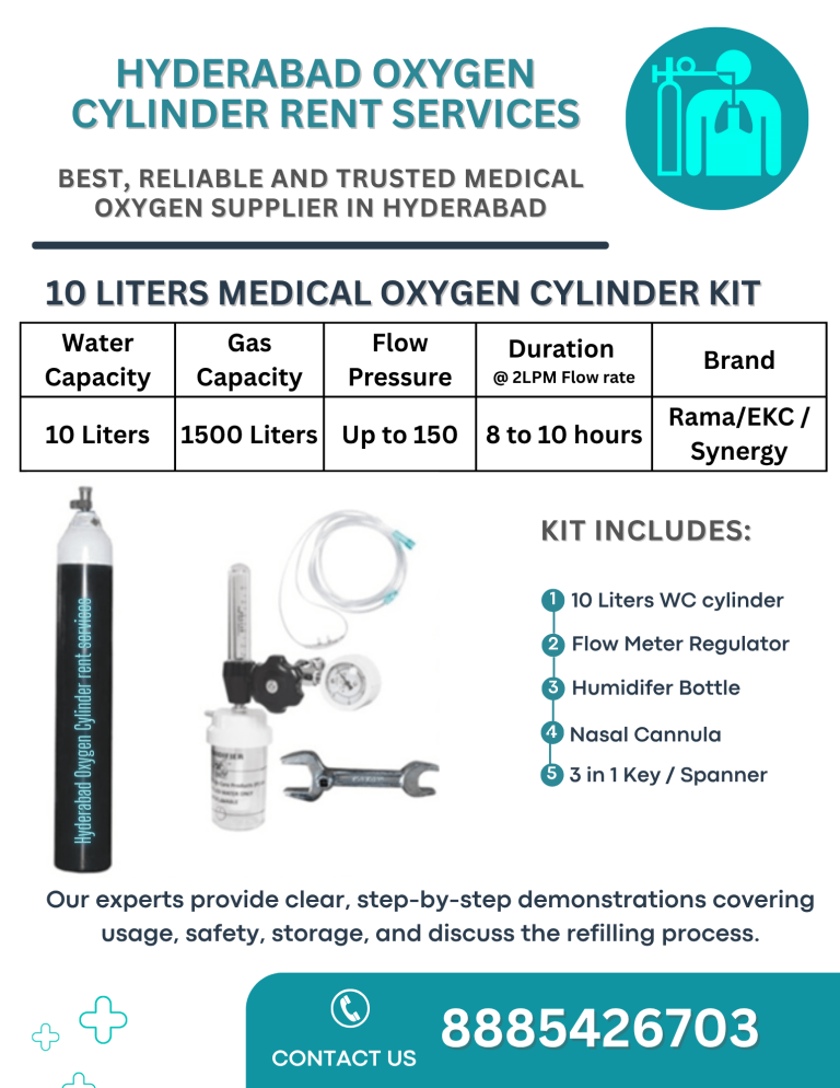 10 Liters oxygen cylinder kit in Hyderabad
